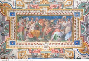 Deckendekoration der Bibliothek (Herkules-Saal), Zentrales Bildfeld: ...