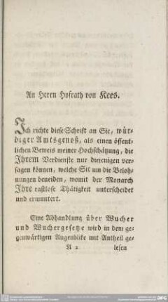 An Herrn Hofrath von Kees