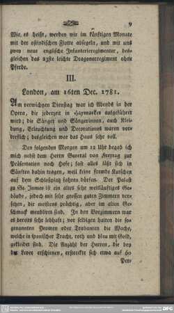 III. London, am 16ten Dec. 1781