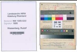 Entnazifizierung Rudolf Wassenberg , geb. 20.04.1907 (Studienrat)