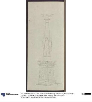 Berlin. Schloss Charlottenburg, Schlosspark, Mausoleum der Königin Luise. Skizze zu den Kandelabern