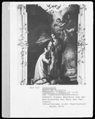 Der Praemonstratensermönch Hermann Joseph empfängt von der Muttergottes den Ring der Verlobung
