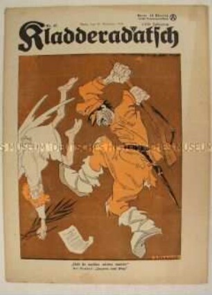 Satirezeitschrift "Kladderadatsch" zum Frieden von Brest-Litowsk (Titelkarikatur)