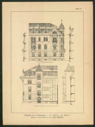Miethaus mit 3 Wohnungen I-IV. (Tafel 9-10), Blatt I