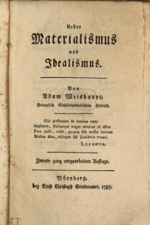 Ueber Materialismus und Idealismus