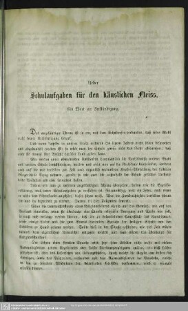 Ueber Schulaufgaben für den häuslichen Fleiß
