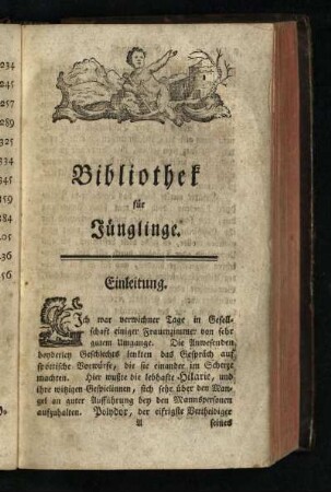 Bibliothek für Jünglinge: Einleitung