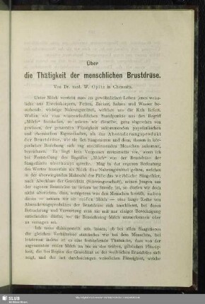 Über die Thätigkeit der menschlichen Brustdrüse