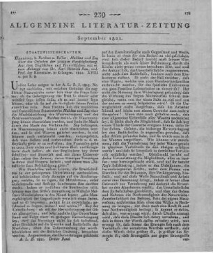 Rau, K. H.: Malthus und Say über die Ursachen der jetzigen Handelsstockung. Aus dem Englischen und Französischen mit einem Anhange. Hamburg: Perthes & Besser 1821