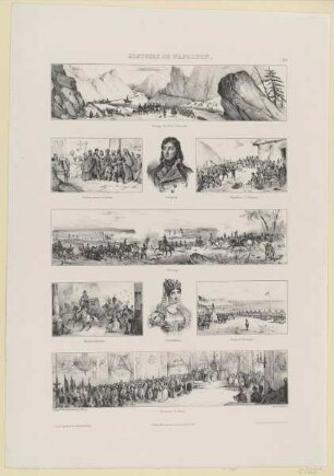 Schlachtenszenen mit Napoleon und den Bildnissen von Josephine, Kaiserin von Frankreich und Desaix, General von Frankreich