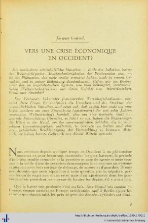 Vers Une Crise Économique En Occident?