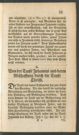 4. Von der Taufe Johannis und deren Abschaffung durch die Taufe Christi