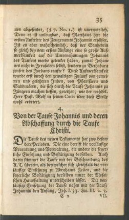 4. Von der Taufe Johannis und deren Abschaffung durch die Taufe Christi