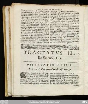 Disputatio Prima. De Scientiâ Dei, quodan sit, & quid sit.