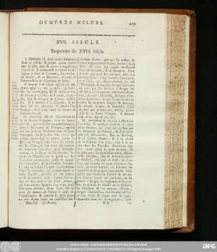 XVII. Siecle. Empereurs du XVII. Siécle.