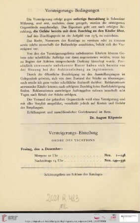 Versteigerungs-Bedingungen