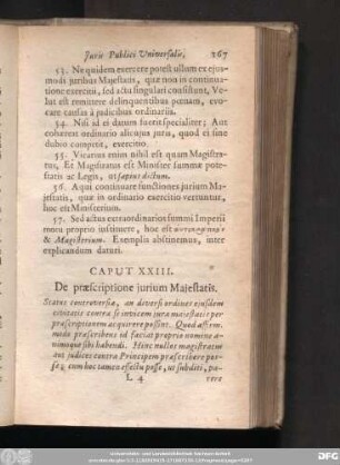 Caput XXIII. De praescriptione iurium Maiestatis.