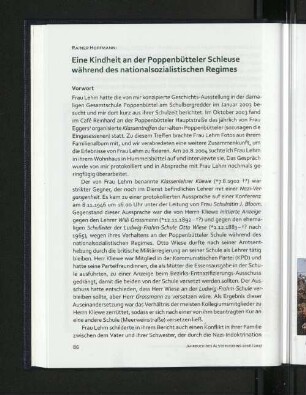 Eine Kindheit an der Poppenbütteler Schleuse während des nationalistischen Regimes