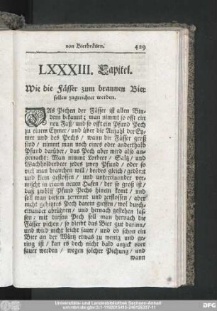 LXXXIII. Capitel. Wie die Fässer zum braunen Bier sollen zugerichtet werden.
