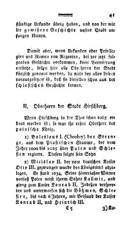 II. Oberherrn der Stadt Hirschberg.