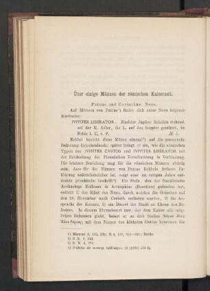 Über einige Münzen der römischen Kaiserzeit