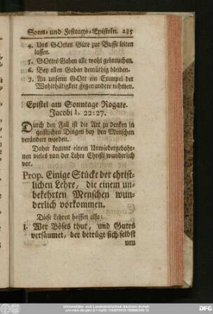 Epistel am Sonntage Rogate. Jacobi I, 22 - 27.