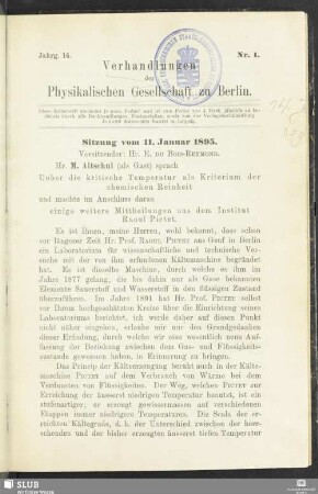 Sitzung vom 11. Januar 1895