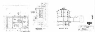 Renningen: Einbau einer Zentralheizung - Querschnitt EG, Kaminquerschnitt (KG) Empfangsgeb.
