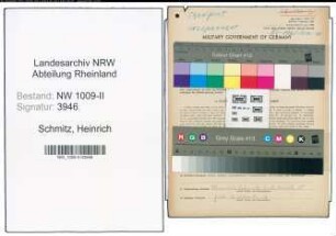 Entnazifizierung Heinrich Schmitz , geb. 26.10.1890 (Spediteur)