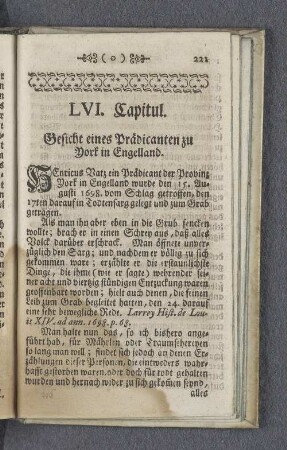 LVI. Capitul. Gesicht eines Prädicanten zu York in Engelland.