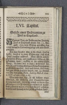 LVI. Capitul. Gesicht eines Prädicanten zu York in Engelland.