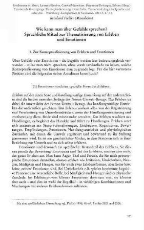 Wie kann man über Gefühle sprechen? Sprachliche Mittel zur Thematisierung von Erleben und Emotionen