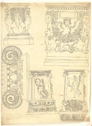 ohne Verfasserangabe; Rom (Italien); Villa Borghese - Sockel mit Ornamenten