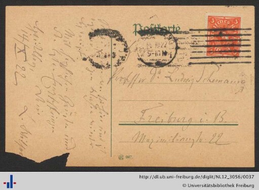 Postkarte, 14.10.1922