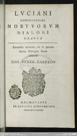 Luciani Samosatensis Mortuorum Dialogi Graece