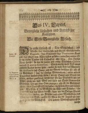 Das IV. Capitel. Bewegliche Ursachen und Antrieb zur Keuschheit.