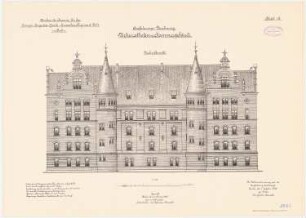 Kaserne des Garde-Kürassier-Regiments und des Königin-Augusta-Garde-Grenadier-Regiments Nr. 4, Berlin: Garde-Cürassier-Regiment, Verheirateten-Kammergebäude: Vorderansicht 1:100