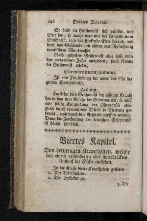 Viertes Kapitel. Von denjenigen Krankheiten, welche von einem verhinderten oder unterdrückten Umlauf der Säfte entstehen.
