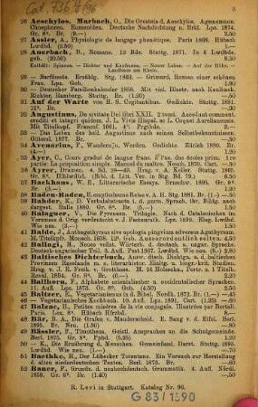 Verzeichnis des antiquarischen Bücherlagers von R. Levi, Stuttgart : [Antiquariats-Katalog], 96
