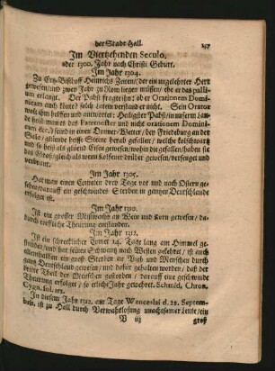 Im Viertzehenden Seculo. oder 1300. Jahr nach Christi Geburt.