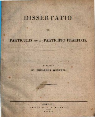 Dissertatio de particulis mē u participio praefixis
