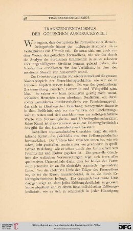 Transzendentalismus der gotischen Ausdruckswelt