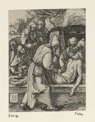 Grablegung, aus: Carl August Deis, "Albrecht Dürers Kleine Passion getreu in Holz nachgeschnitten", Eichstätt 1868