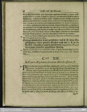 Cap. XII. De Tortura, & quidnam circa hanc Advocati officium sit