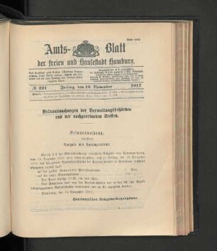 No. 291, 16. November 1917
