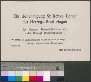 Abgabe der Beiträge der Sammlung zur Volksspende für die deutschen Kriegs- und Zivilgefangenen bei der herzoglichen Leihhauskasse Braunschweig