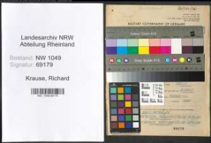 Entnazifizierung Richard Krause , geb. 21.07.1889 (Verwaltungsbeamter)