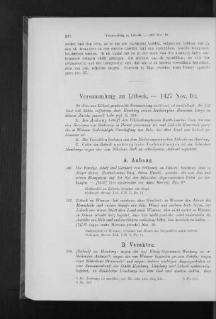 Versammlung zu Lübeck. - 1427 Nov. 10.