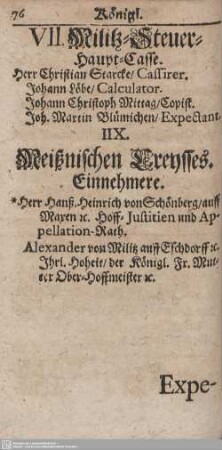 IIX. Meißnischen Creysses Einnehmere