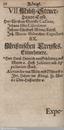 IIX. Meißnischen Creysses Einnehmere